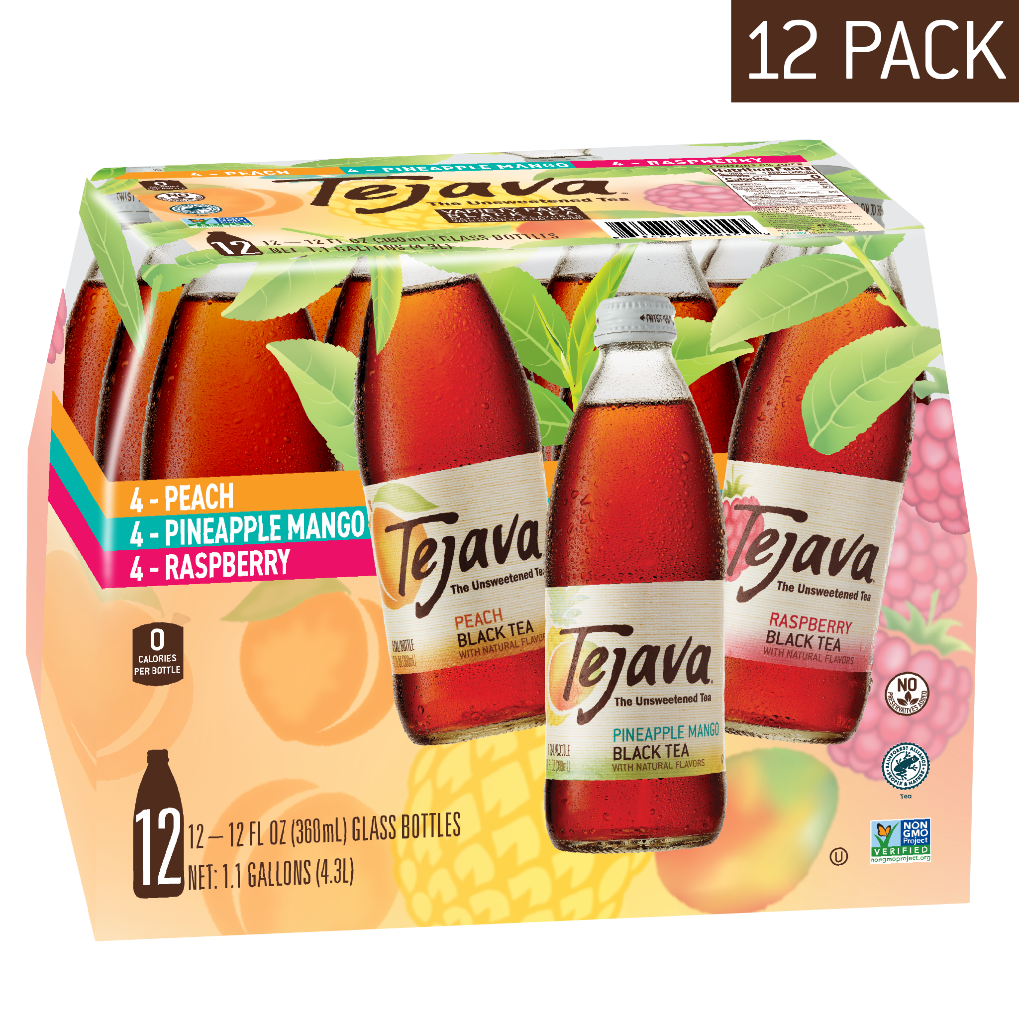 Tejava Variety Pack - Peach, Raspberry and Pineapple-Mango