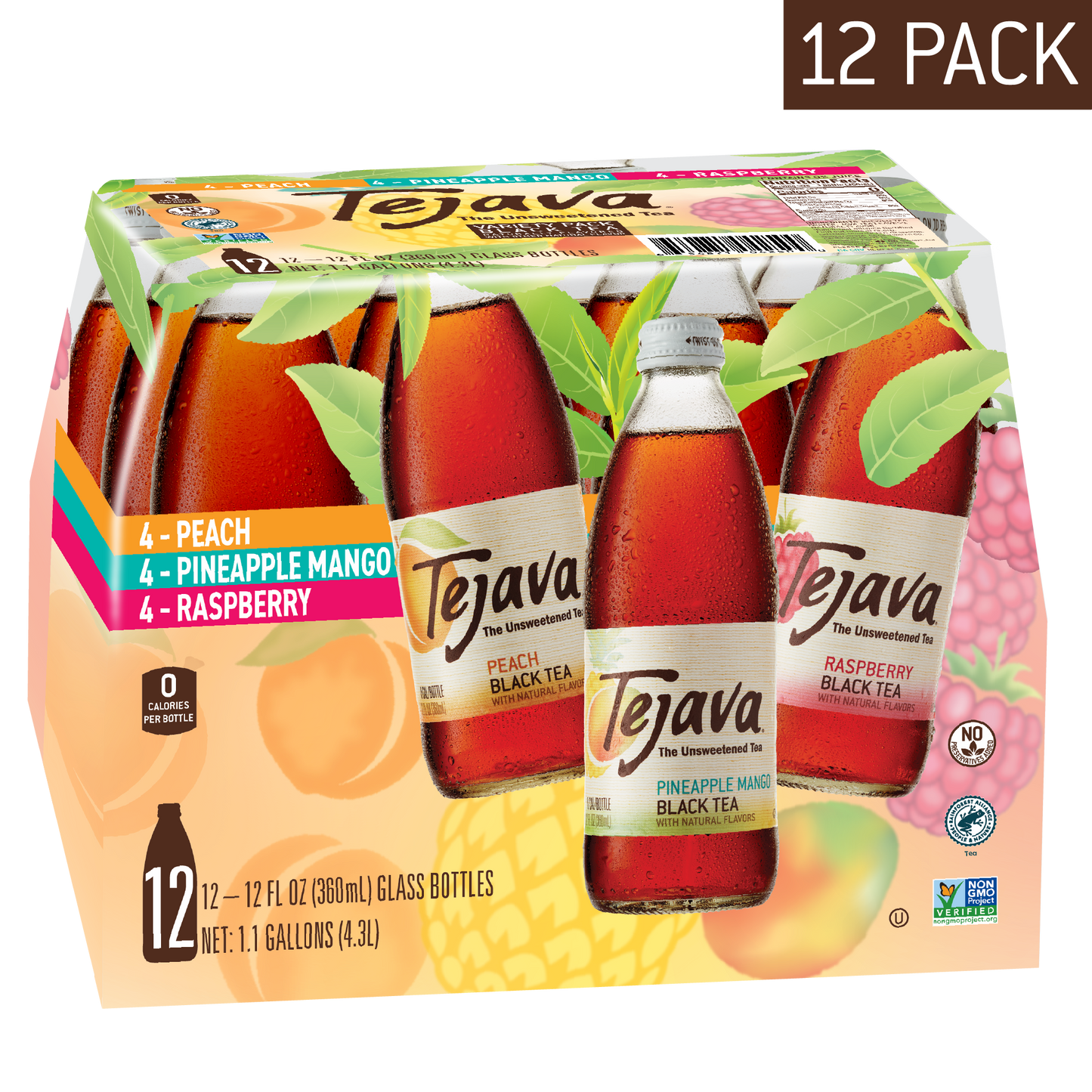 Tejava Variety Pack - Peach, Raspberry and Pineapple-Mango